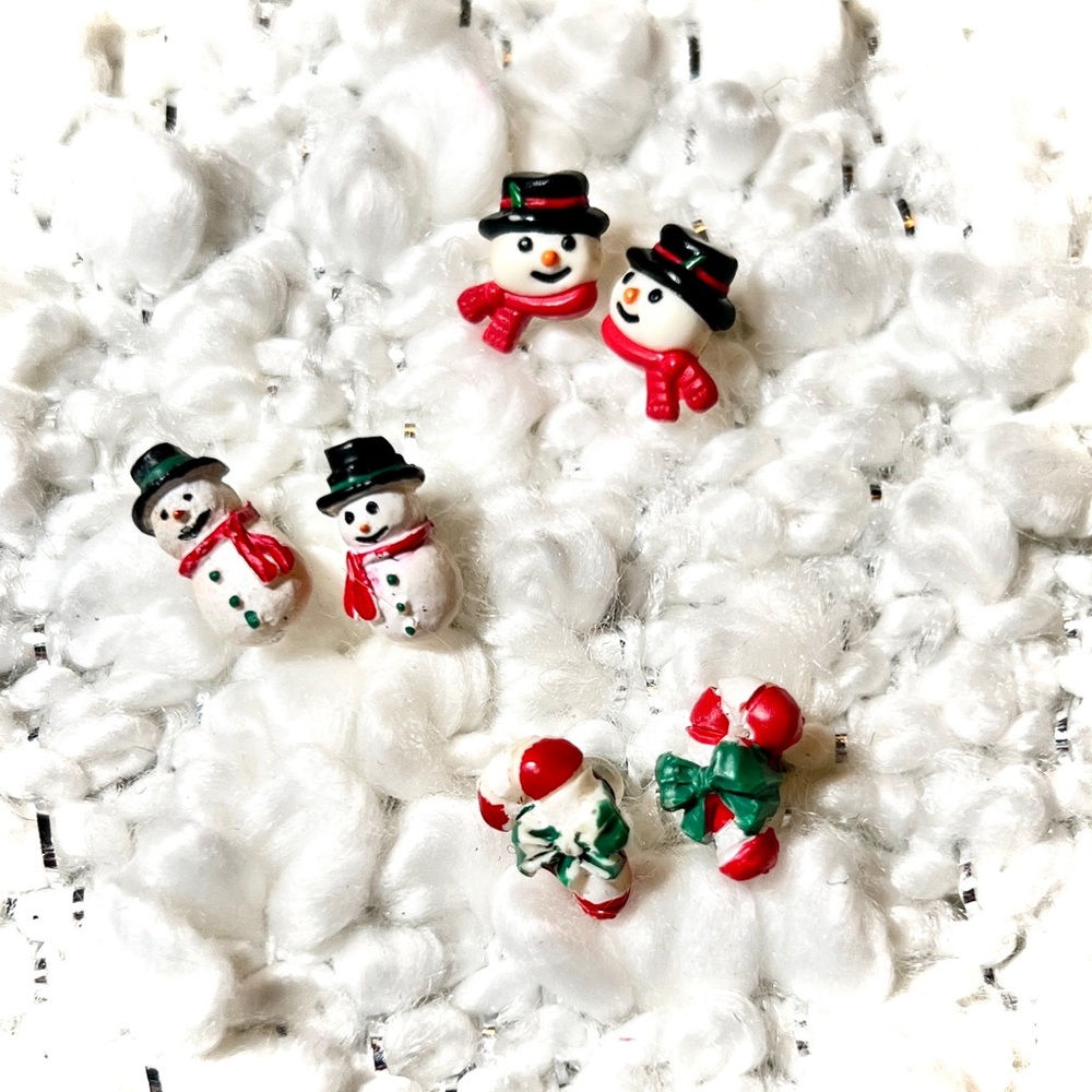 Vintage Christmas Earring Studs Lot